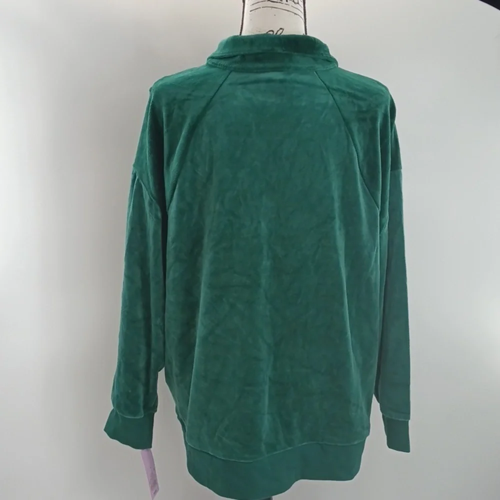 Wild Fable Womens Velour Sweatshirt Small Green Quarter Zip Pullover New - Picture 5 of 7